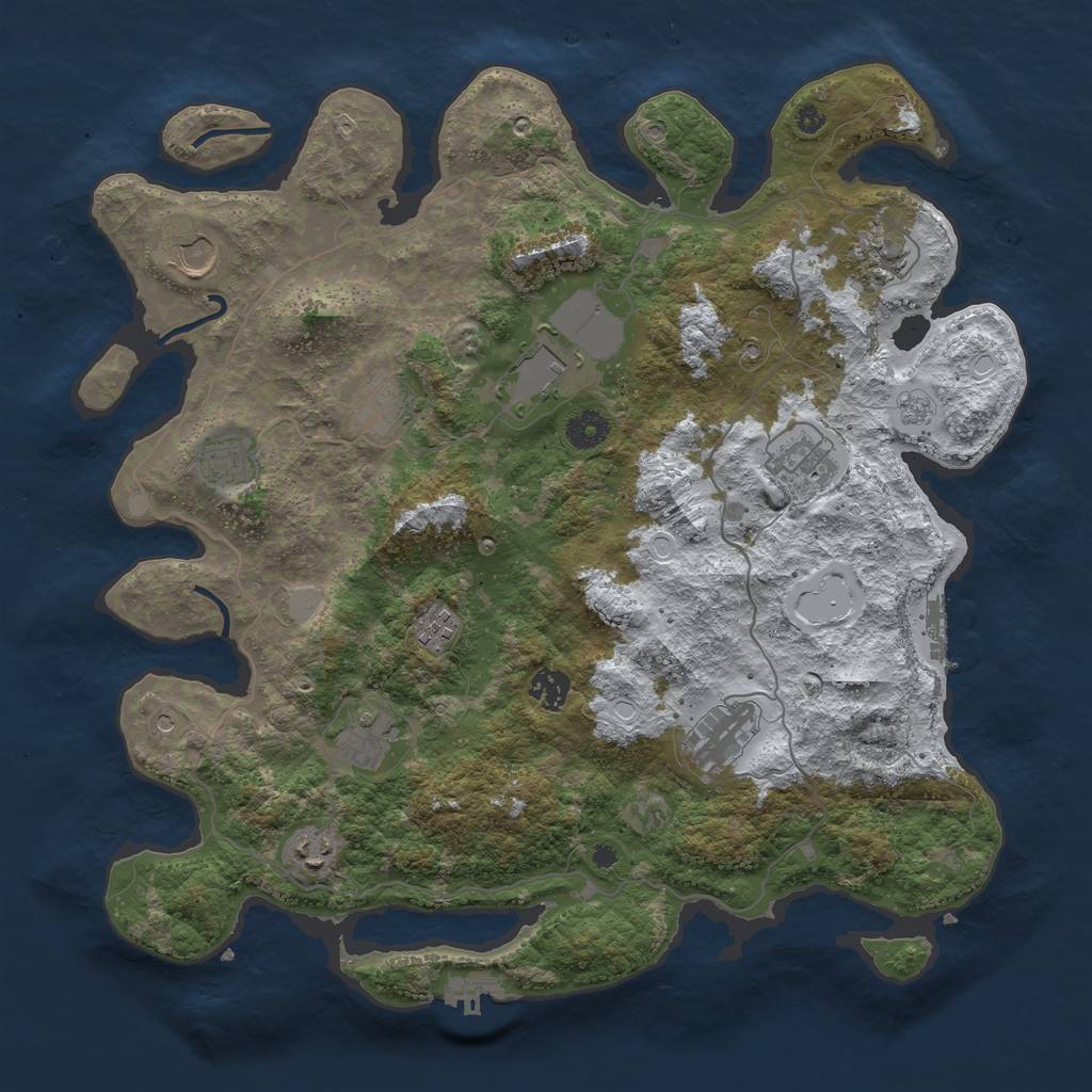 Rust Map: Procedural Map, Size: 4000, Seed: 9876513, 20 Monuments