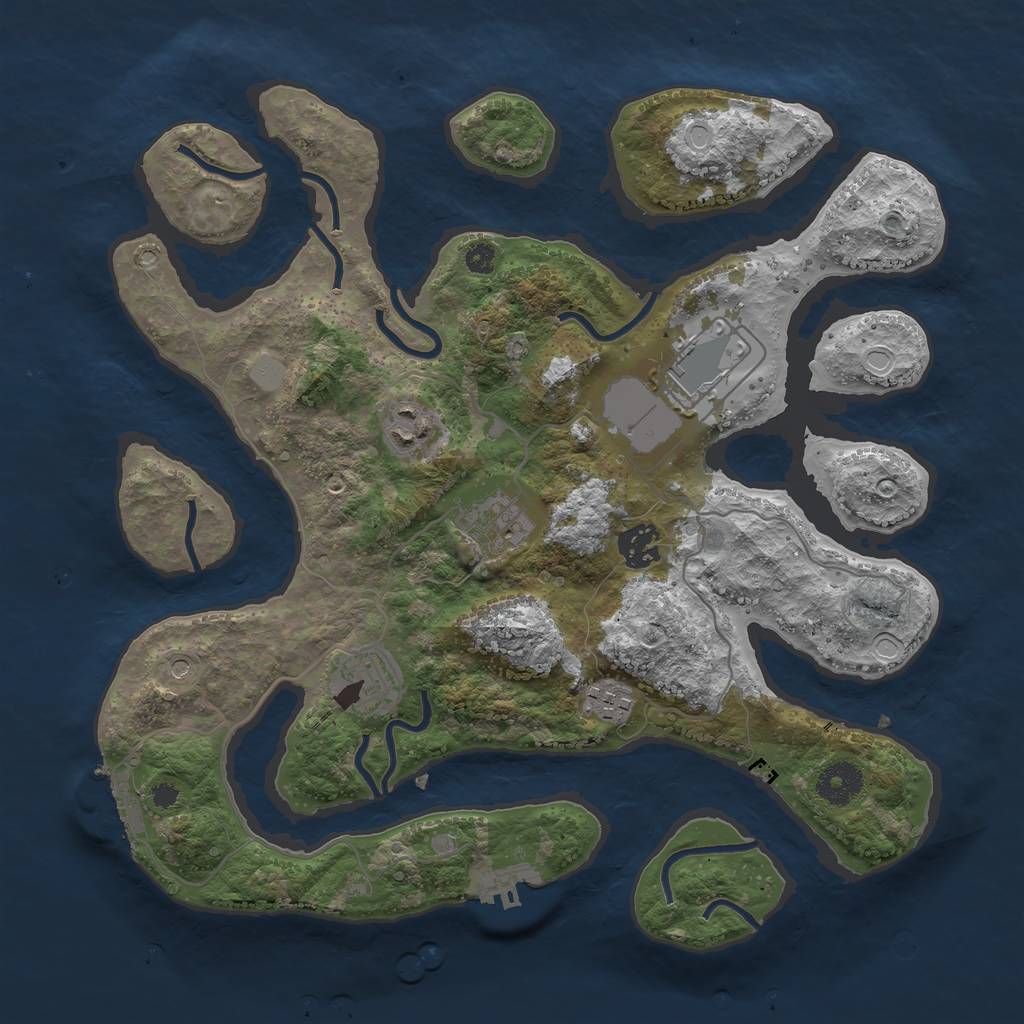 Rust Map: Procedural Map, Size: 3500, Seed: 23428, 14 Monuments