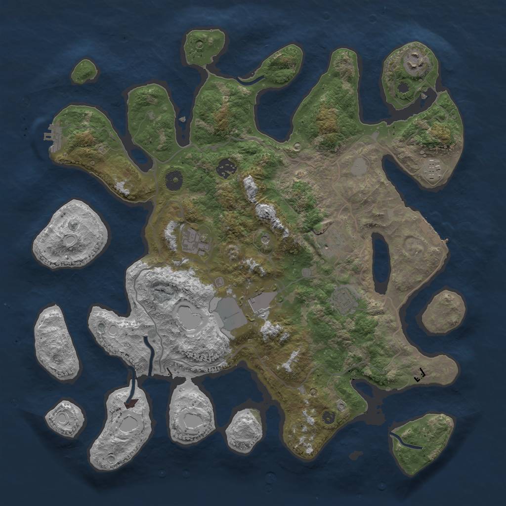 Rust Map: Procedural Map, Size: 4000, Seed: 435100, 15 Monuments