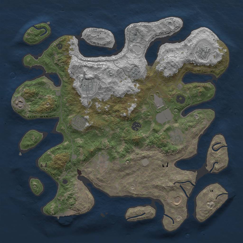 Rust Map: Procedural Map, Size: 4000, Seed: 65, 17 Monuments