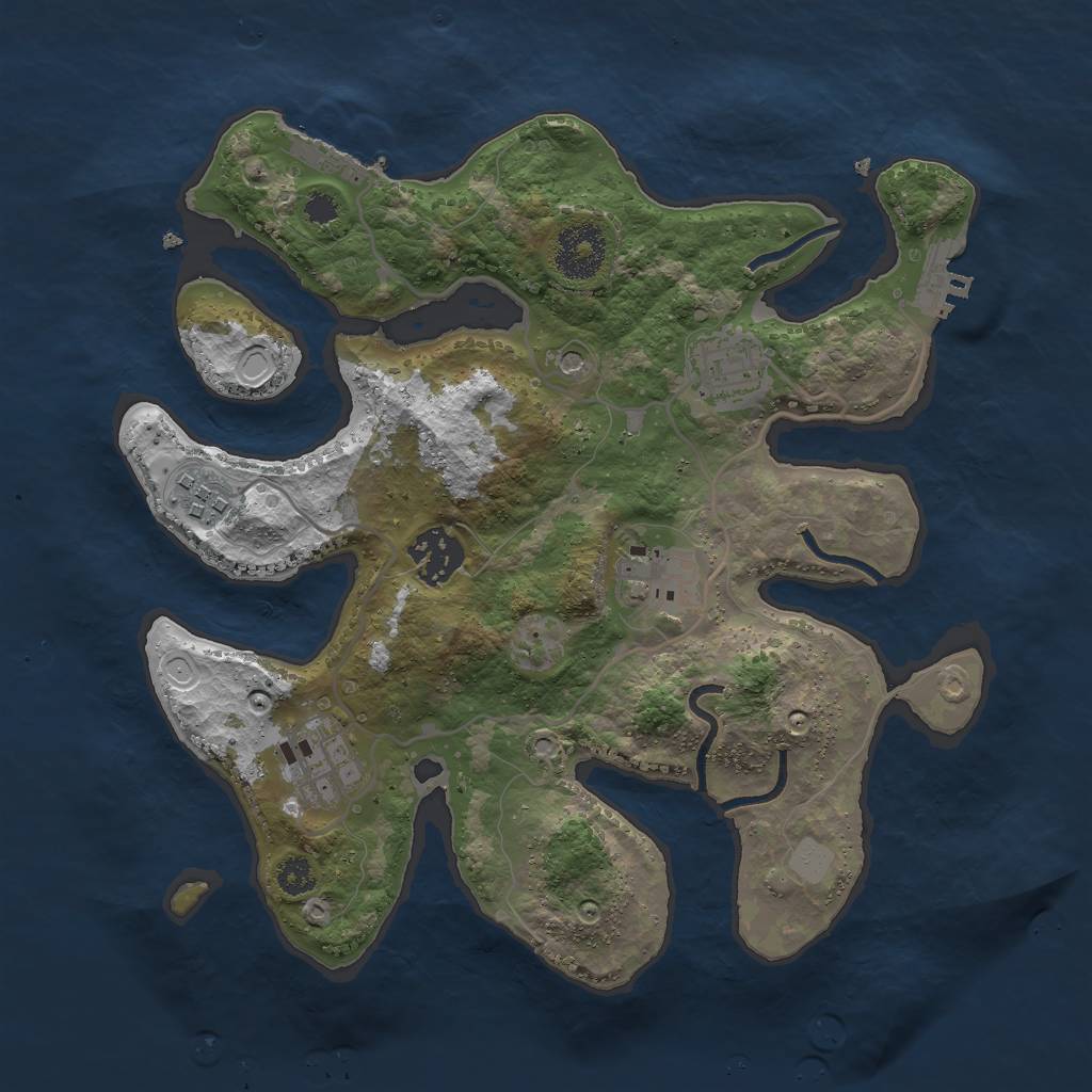 Rust Map: Procedural Map, Size: 3000, Seed: 462032, 13 Monuments