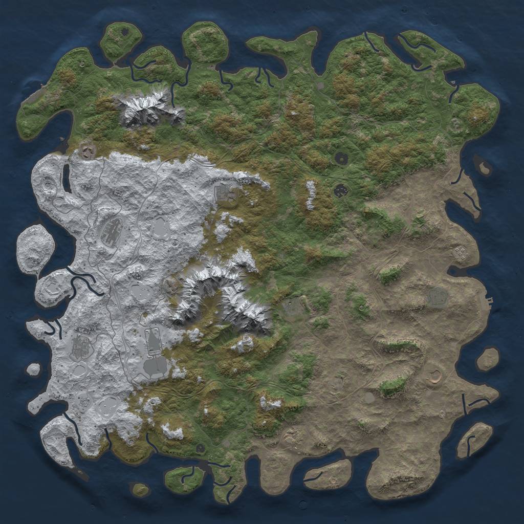 Rust Map: Procedural Map, Size: 6000, Seed: 65563, 20 Monuments