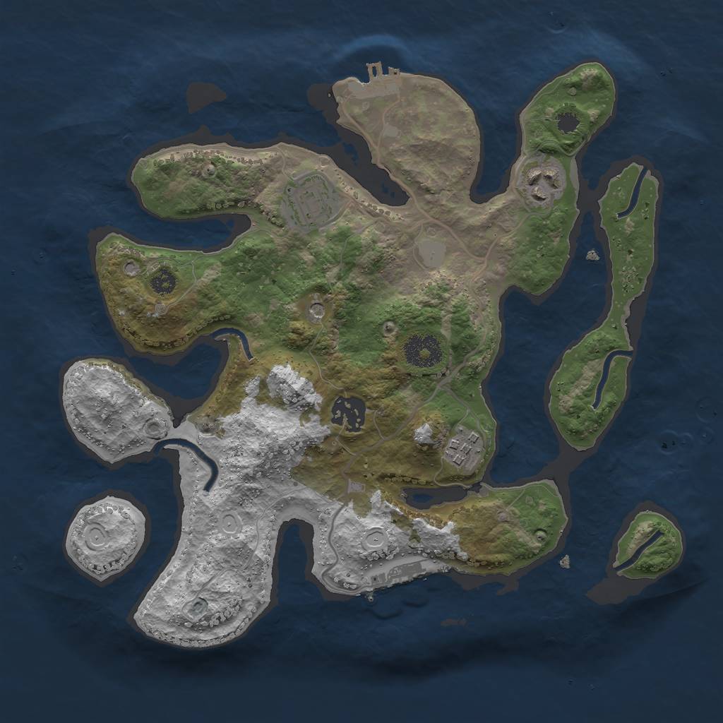 Rust Map: Procedural Map, Size: 3000, Seed: 2435024, 12 Monuments
