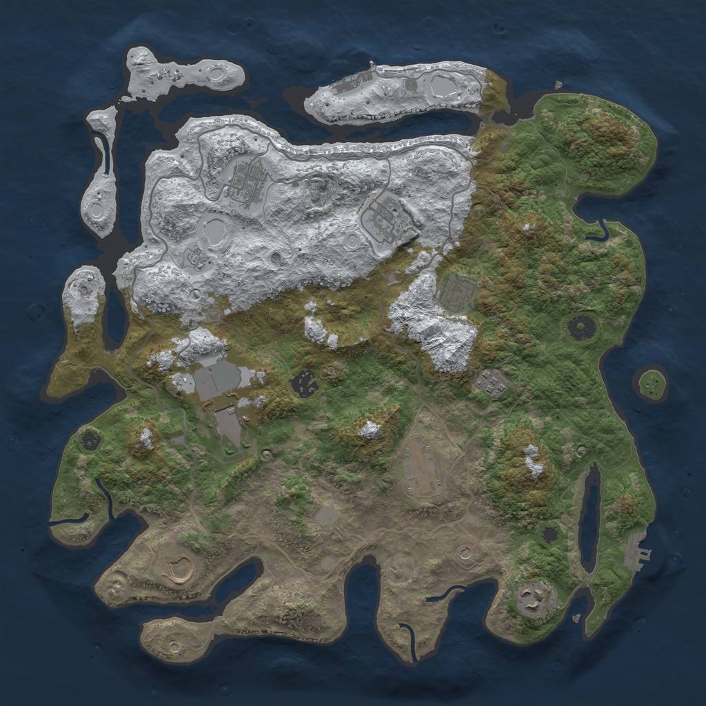 Rust Map: Procedural Map, Size: 4000, Seed: 499554, 18 Monuments