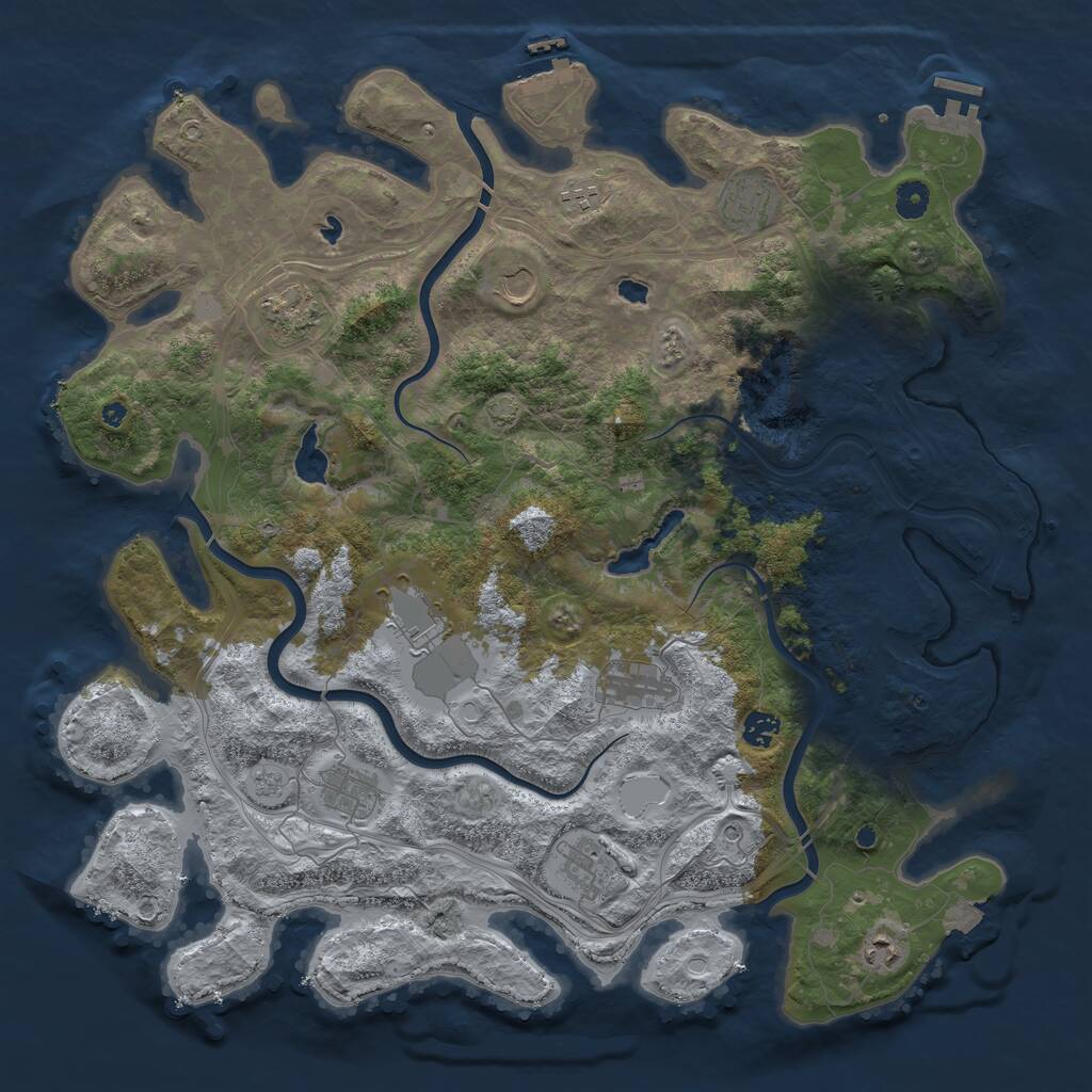 Rust Map: Procedural Map, Size: 4500, Seed: 5543862, 16 Monuments