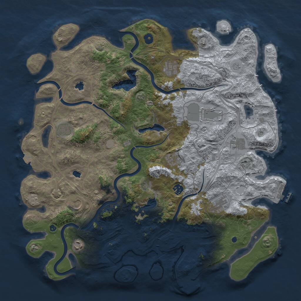 Rust Map: Procedural Map, Size: 4500, Seed: 658445, 16 Monuments