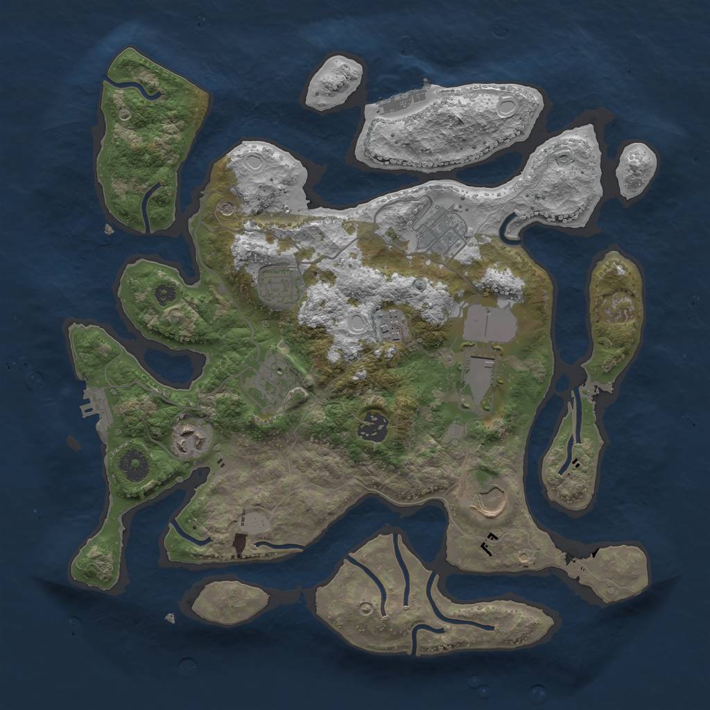 Rust Map: Procedural Map, Size: 3500, Seed: 1963, 16 Monuments