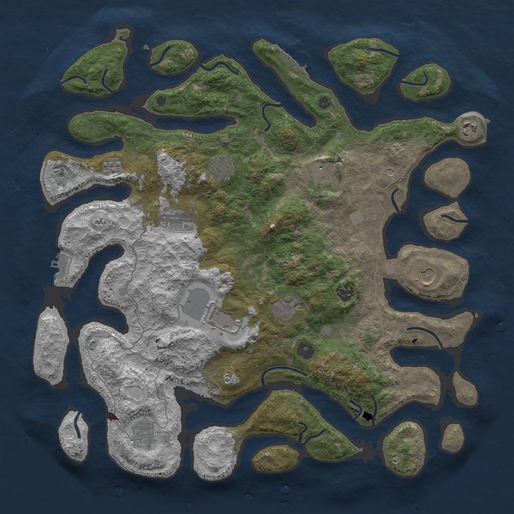 Rust Map: Procedural Map, Size: 4500, Seed: 945325028, 18 Monuments