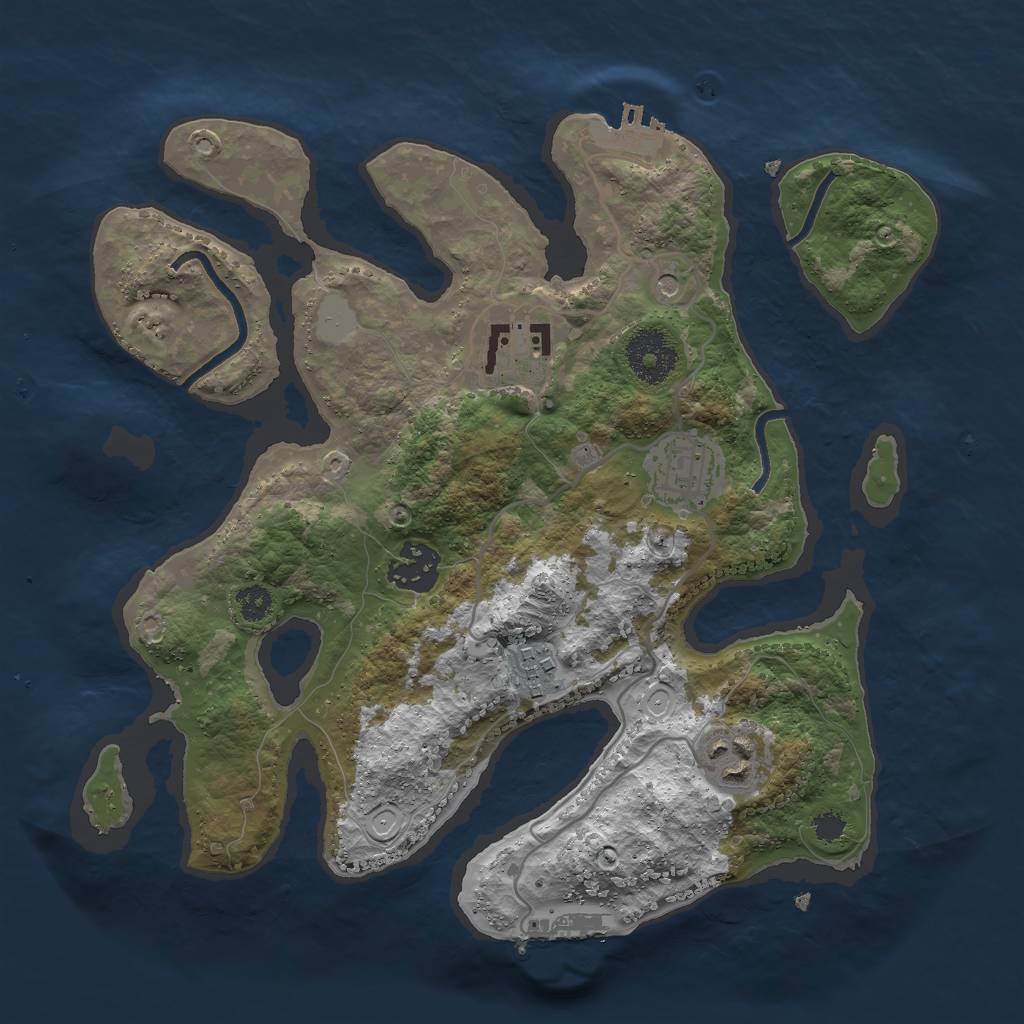 Rust Map: Procedural Map, Size: 3000, Seed: 831203, 13 Monuments