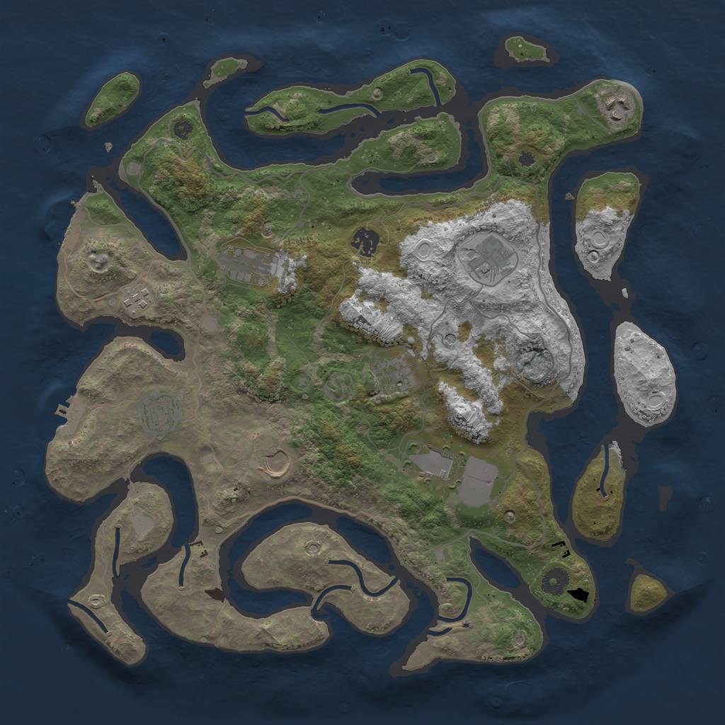 Rust Map: Procedural Map, Size: 4000, Seed: 608249, 17 Monuments