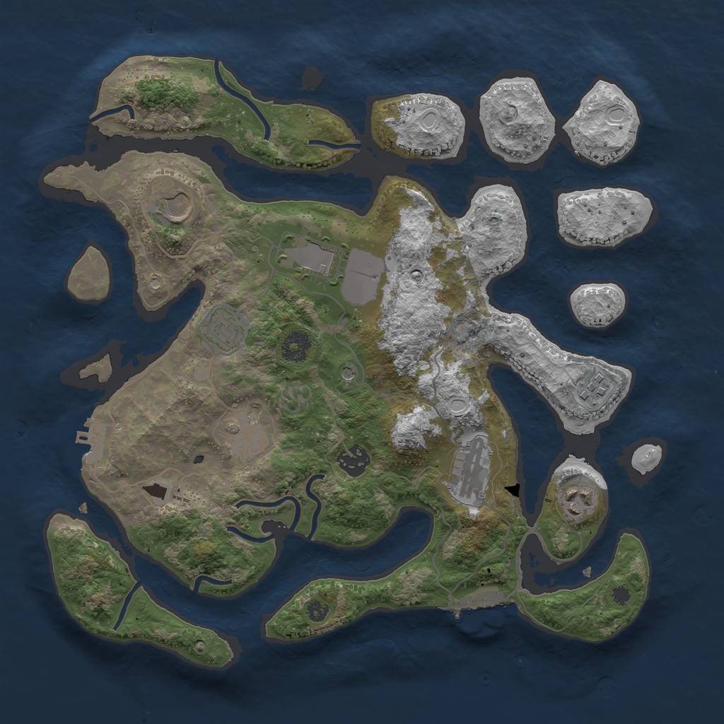 Rust Map: Procedural Map, Size: 3550, Seed: 416809, 16 Monuments