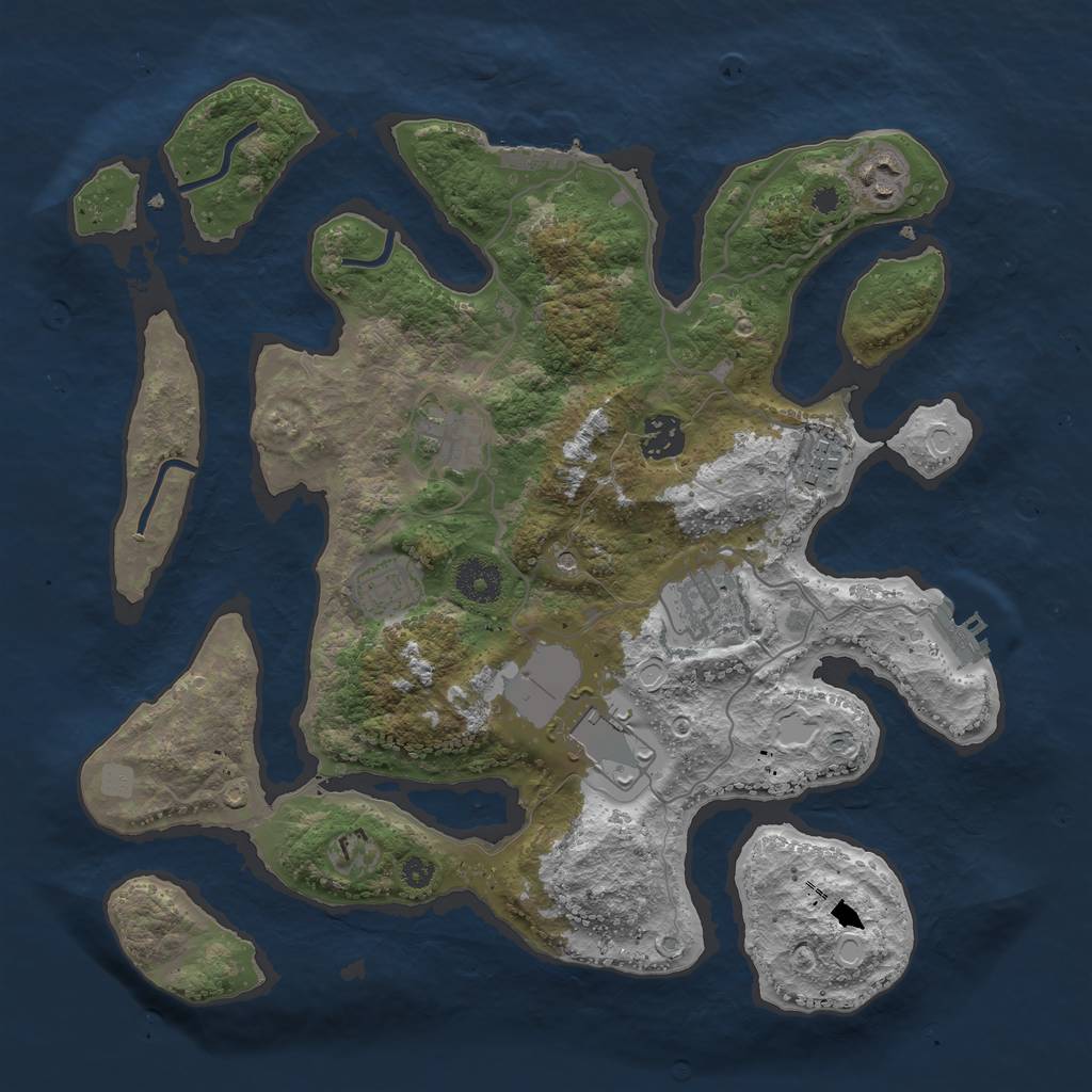 Rust Map: Procedural Map, Size: 3550, Seed: 740506, 15 Monuments
