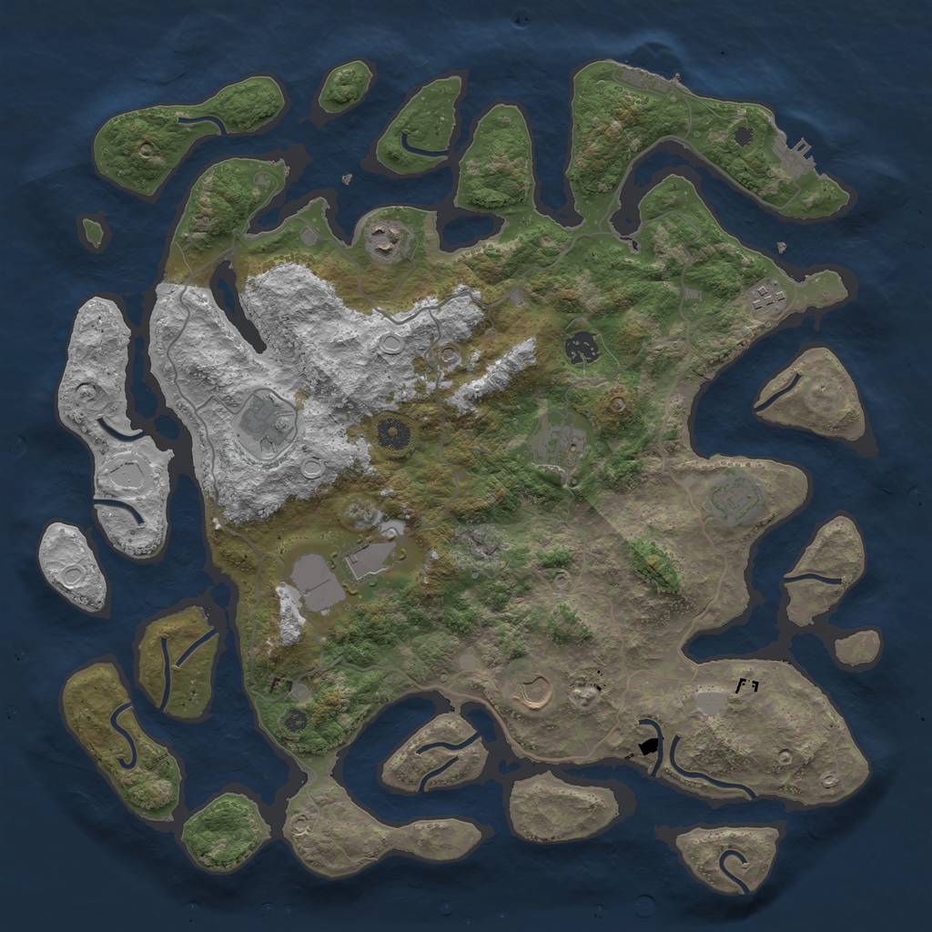 Rust Map: Procedural Map, Size: 4250, Seed: 1234567, 16 Monuments