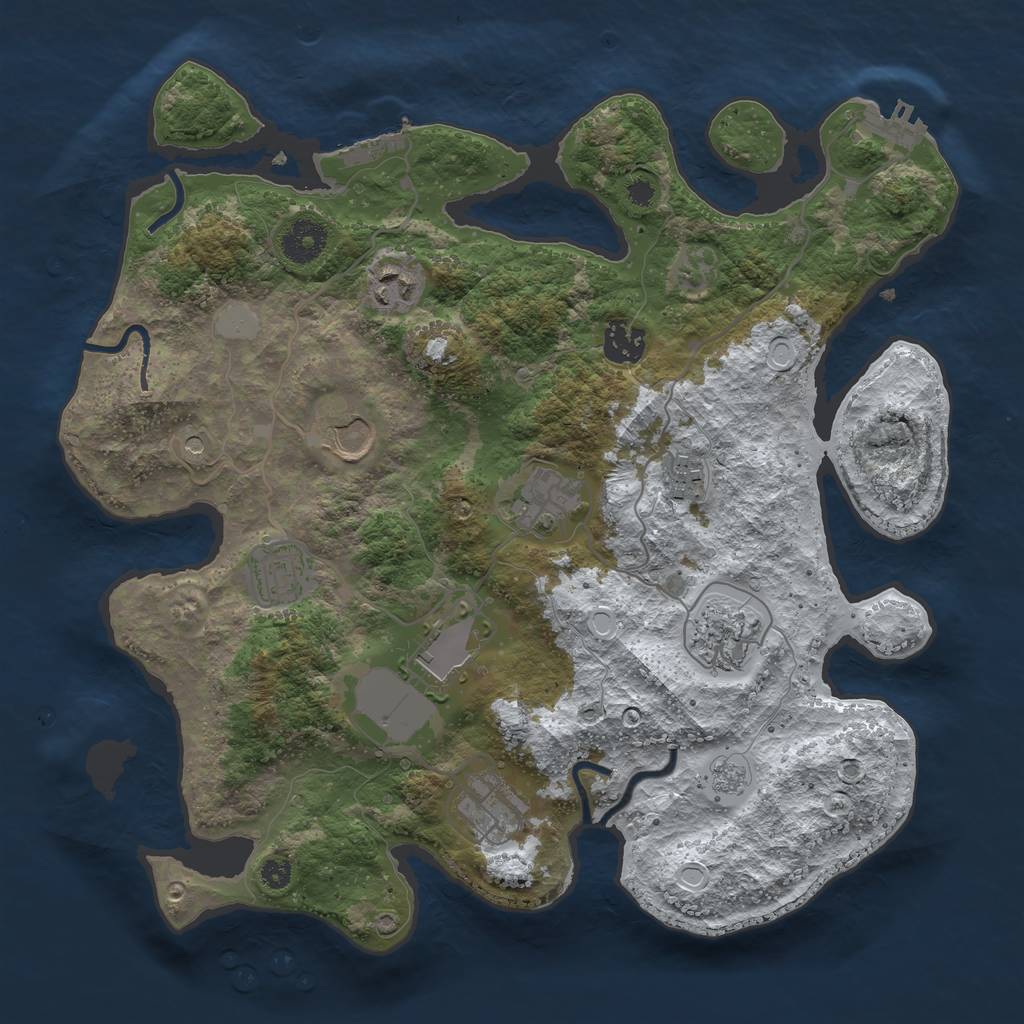 Rust Map: Procedural Map, Size: 3500, Seed: 33747, 18 Monuments