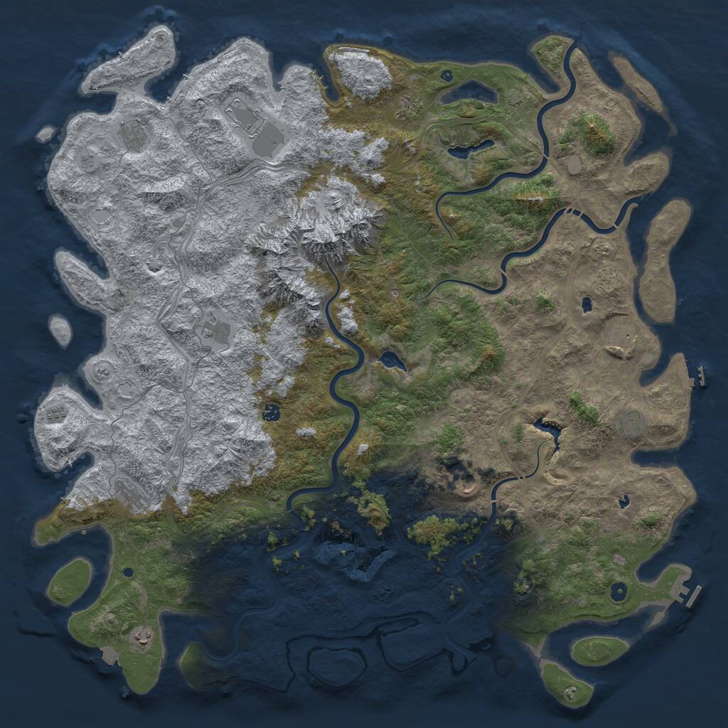 Rust Map: Procedural Map, Size: 6000, Seed: 1174009006, 17 Monuments