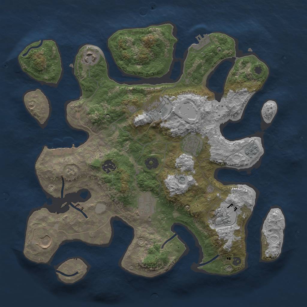 Rust Map: Procedural Map, Size: 3500, Seed: 741729, 16 Monuments