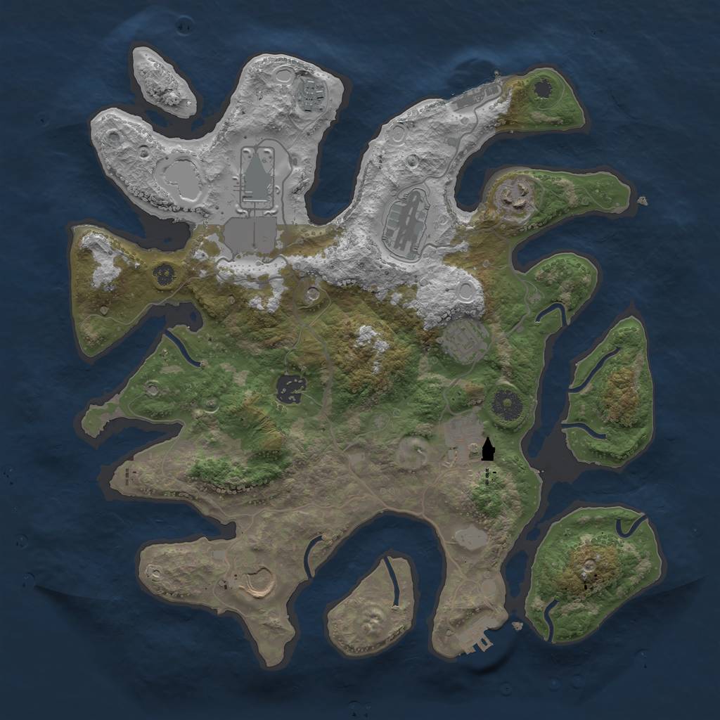 Rust Map: Procedural Map, Size: 3550, Seed: 751652, 16 Monuments
