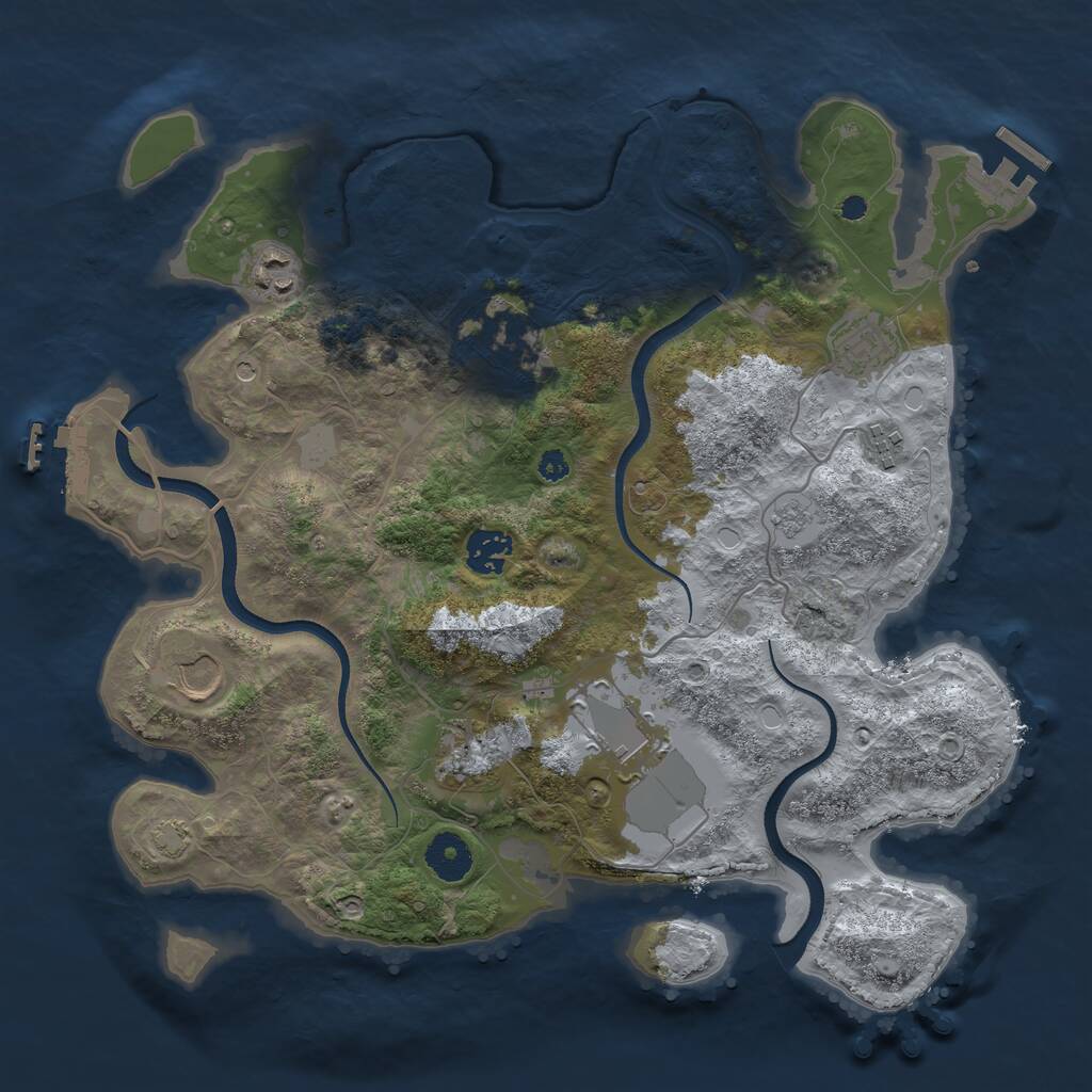 Rust Map: Procedural Map, Size: 3550, Seed: 424581, 14 Monuments