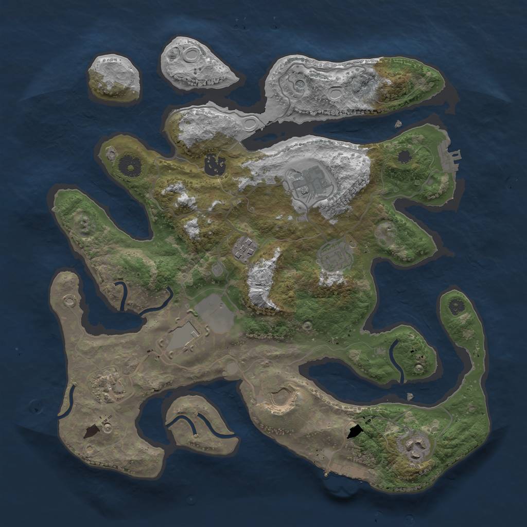 Rust Map: Procedural Map, Size: 3500, Seed: 6682, 19 Monuments