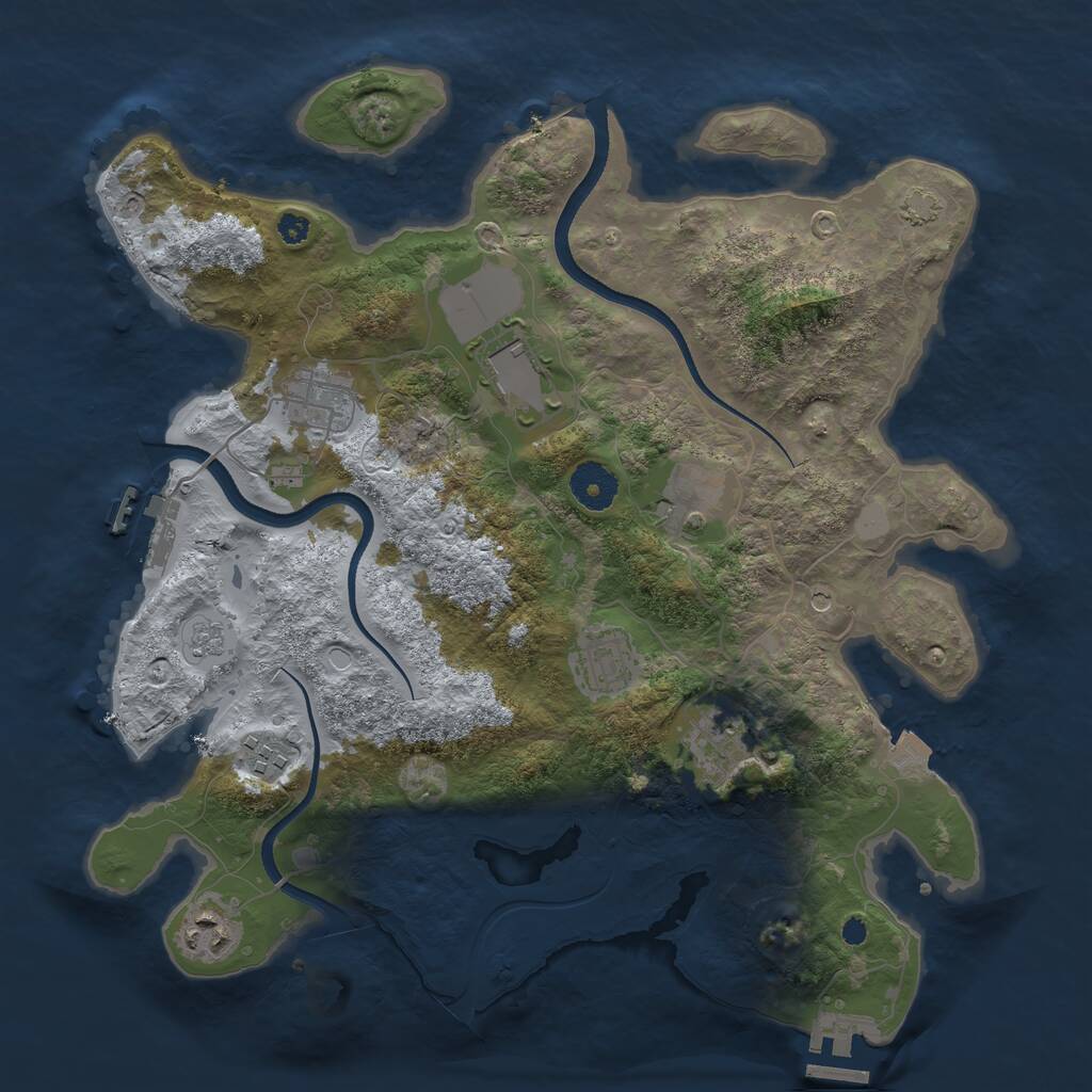 Rust Map: Procedural Map, Size: 3500, Seed: 4445, 13 Monuments