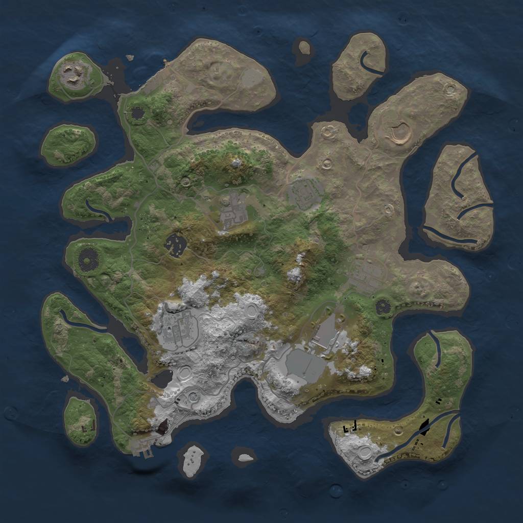 Rust Map: Procedural Map, Size: 3550, Seed: 87049, 16 Monuments