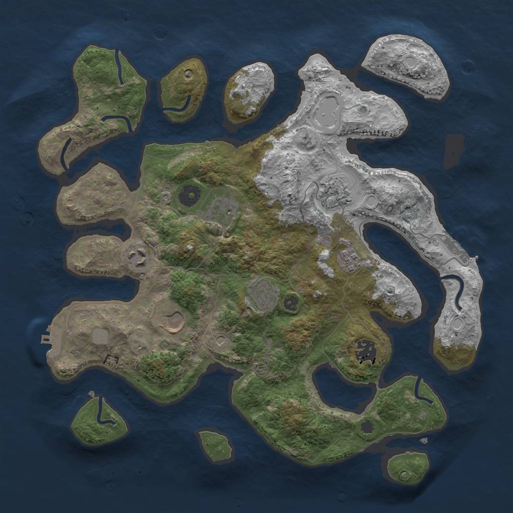 Rust Map: Procedural Map, Size: 3550, Seed: 505671, 15 Monuments