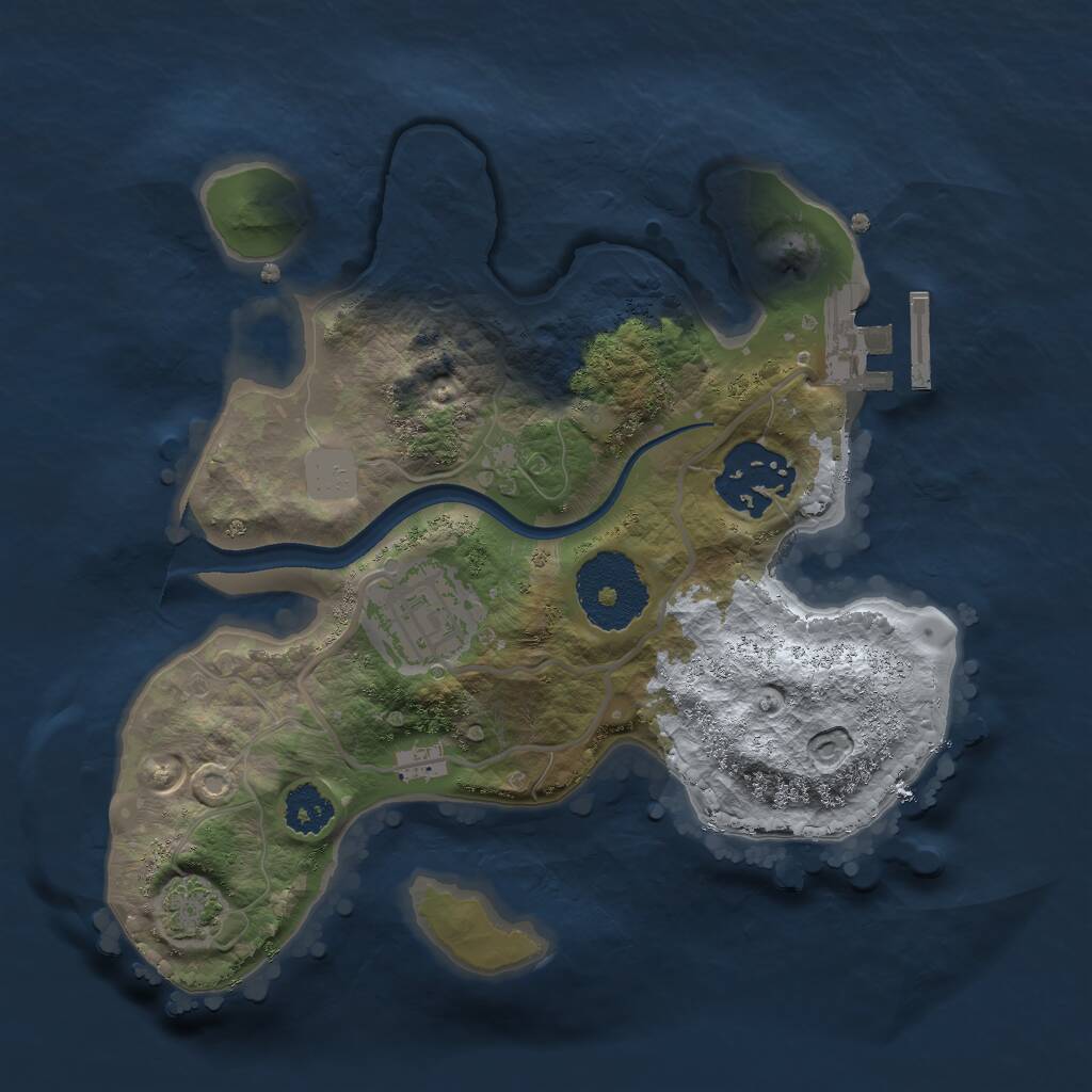 Rust Map: Procedural Map, Size: 2250, Seed: 1346726519, 5 Monuments
