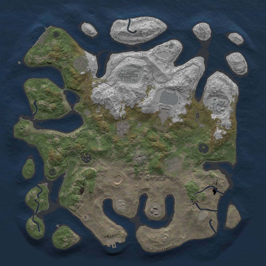 Rust Map: Procedural Map, Size: 4000, Seed: 242073, 18 Monuments