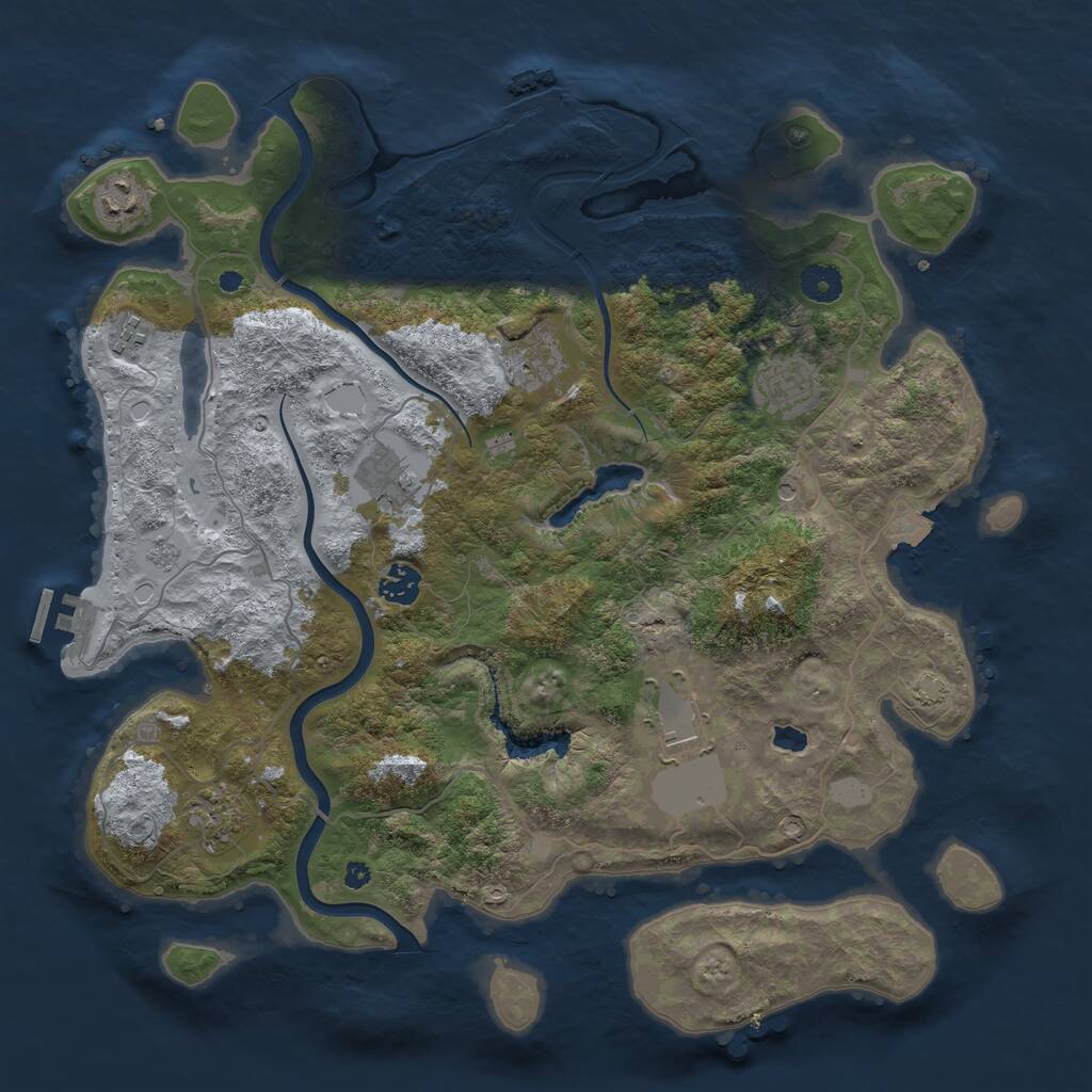 Rust Map: Procedural Map, Size: 4000, Seed: 140235, 14 Monuments