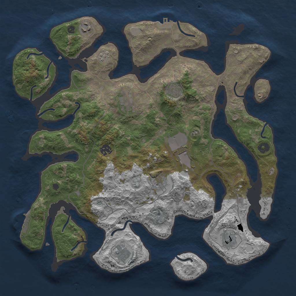 Rust Map: Procedural Map, Size: 4000, Seed: 975161188, 17 Monuments