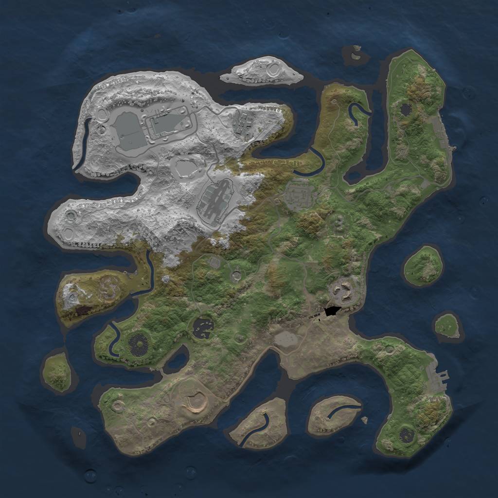 Rust Map: Procedural Map, Size: 3500, Seed: 1273476104, 15 Monuments