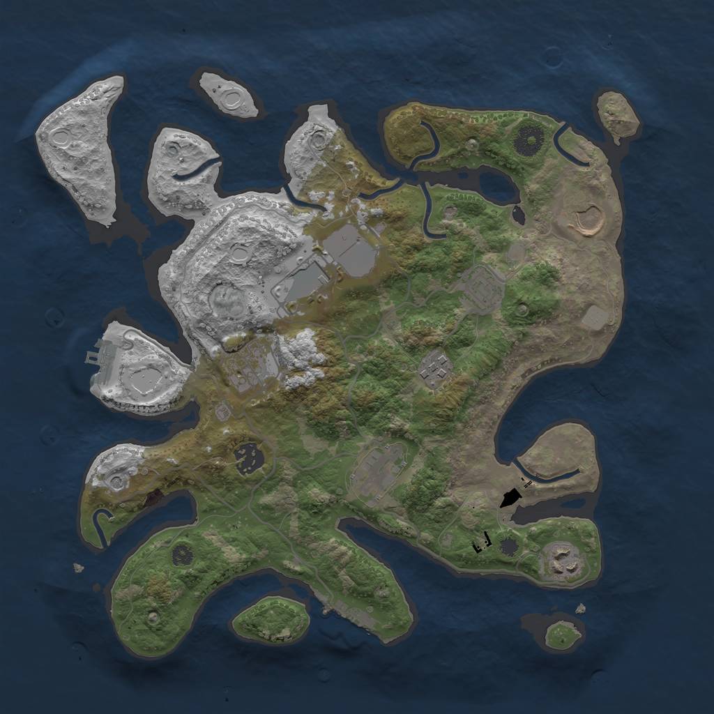 Rust Map: Procedural Map, Size: 3500, Seed: 7684, 16 Monuments