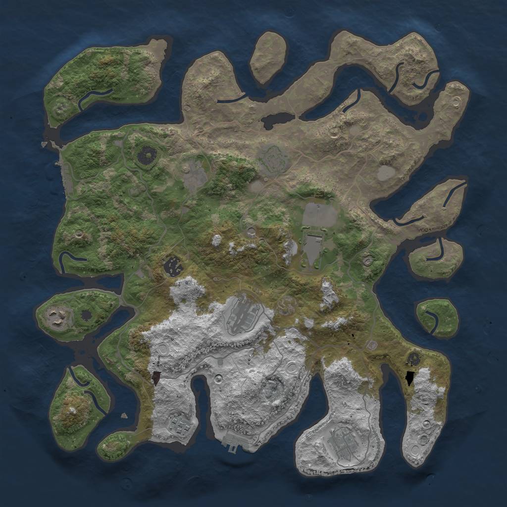 Rust Map: Procedural Map, Size: 4000, Seed: 788453, 16 Monuments