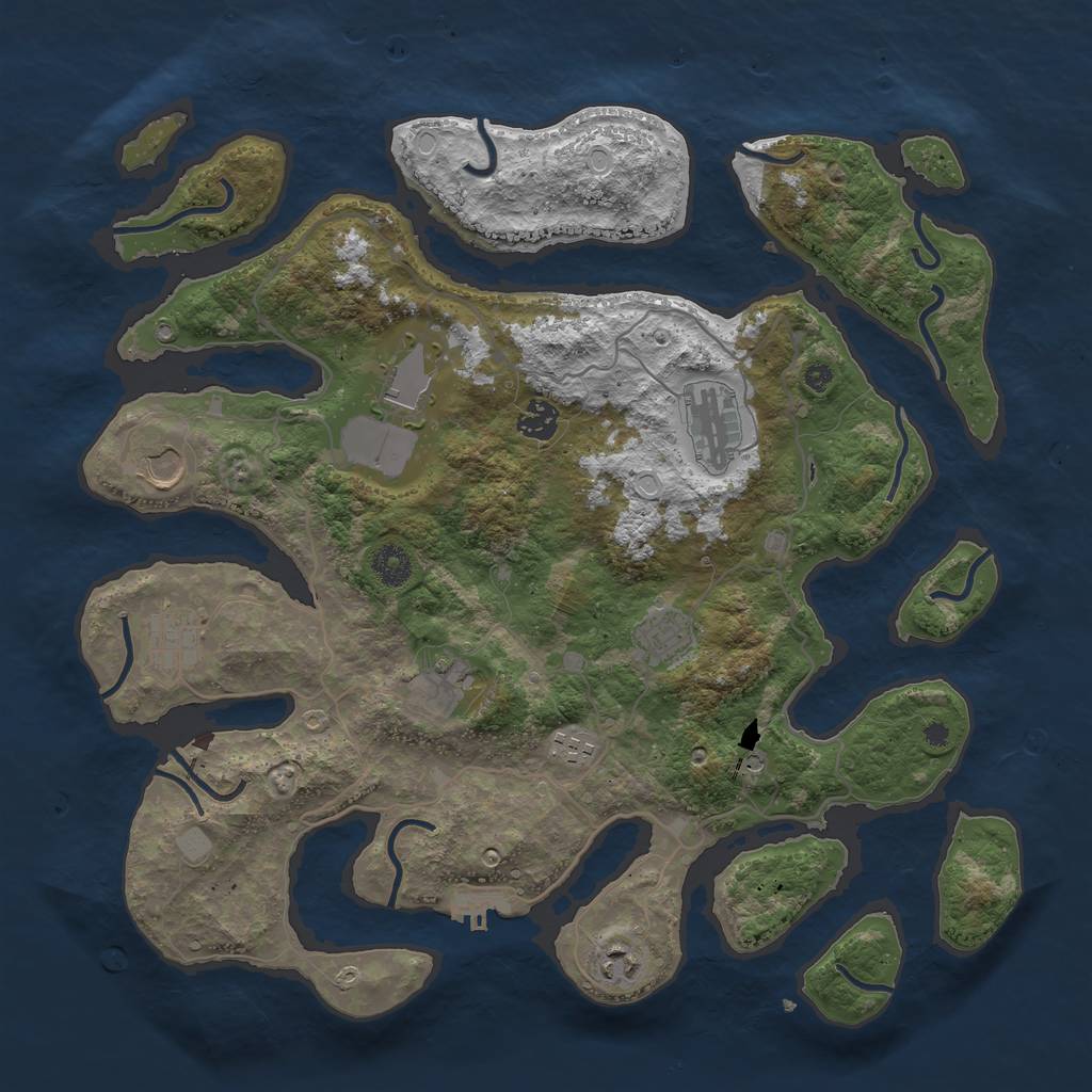 Rust Map: Procedural Map, Size: 4000, Seed: 1387706005, 16 Monuments