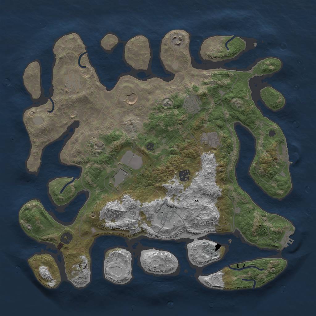 Rust Map: Procedural Map, Size: 4000, Seed: 542573, 18 Monuments