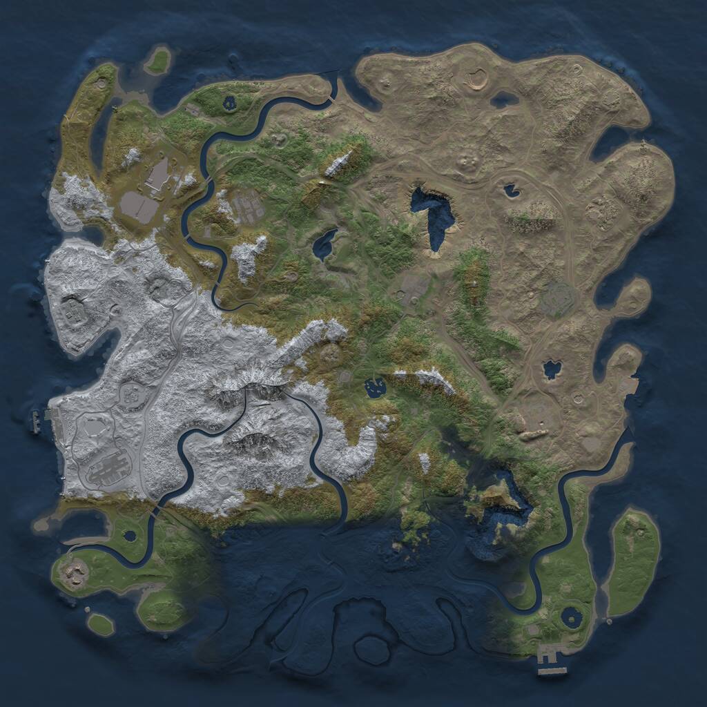 Rust Map: Procedural Map, Size: 5000, Seed: 64358, 17 Monuments