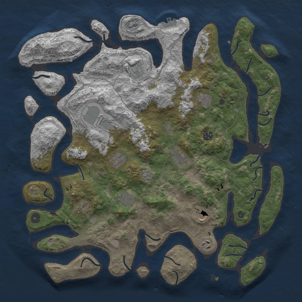 Rust Map: Procedural Map, Size: 4500, Seed: 6269431, 18 Monuments