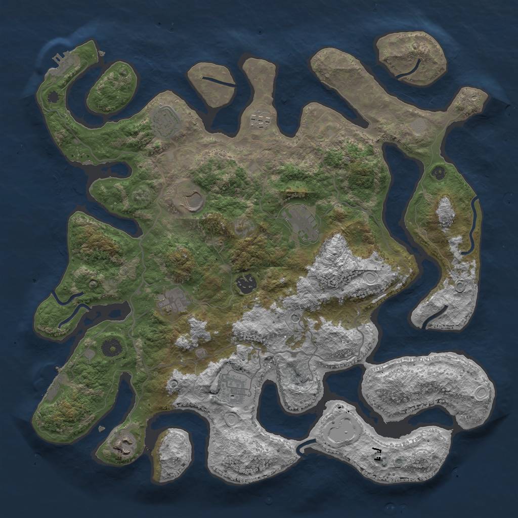 Rust Map: Procedural Map, Size: 4000, Seed: 857780, 16 Monuments
