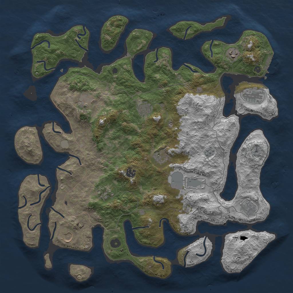 Rust Map: Procedural Map, Size: 4500, Seed: 2219726, 18 Monuments