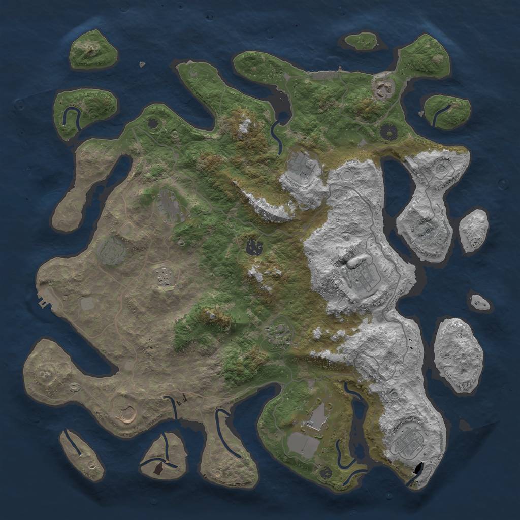 Rust Map: Procedural Map, Size: 4500, Seed: 180660, 19 Monuments