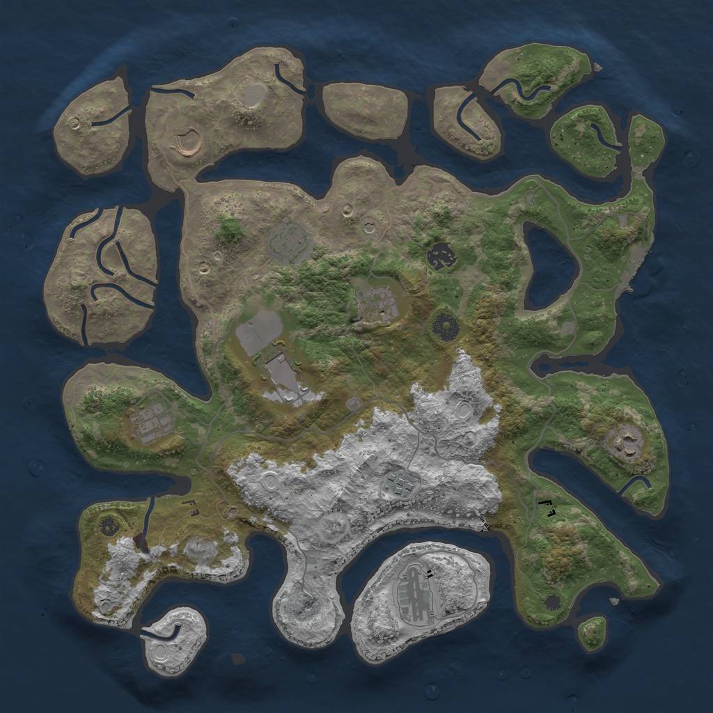 Rust Map: Procedural Map, Size: 4000, Seed: 114612, 16 Monuments