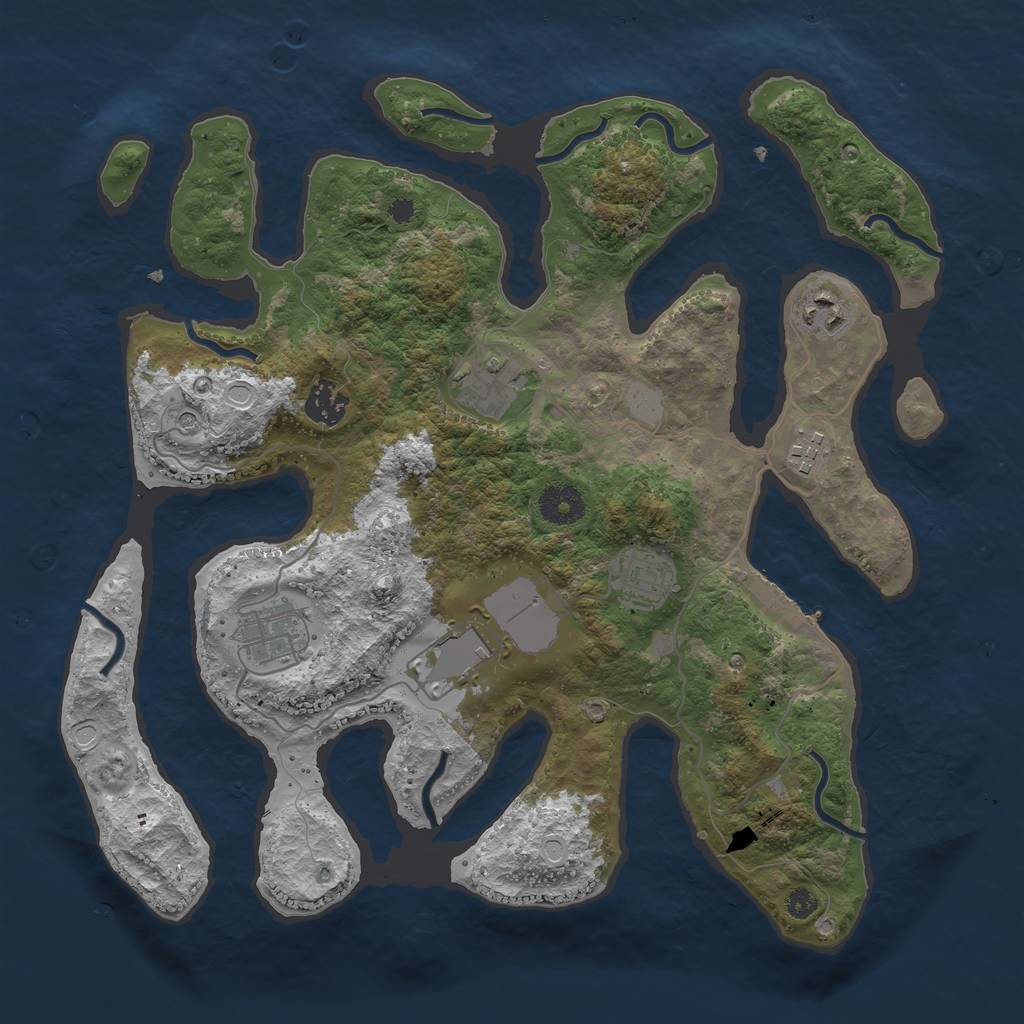 Rust Map: Procedural Map, Size: 3550, Seed: 75321, 14 Monuments