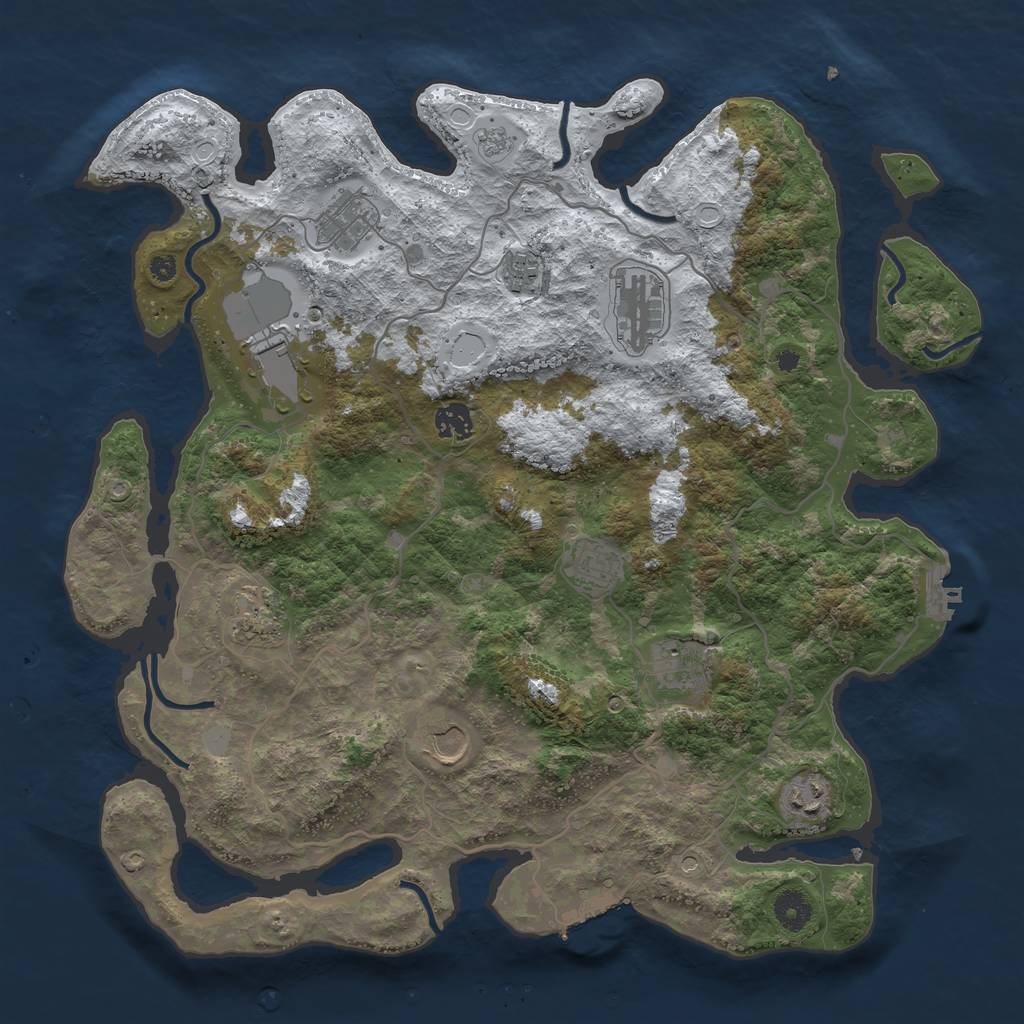 Rust Map: Procedural Map, Size: 4000, Seed: 214, 19 Monuments