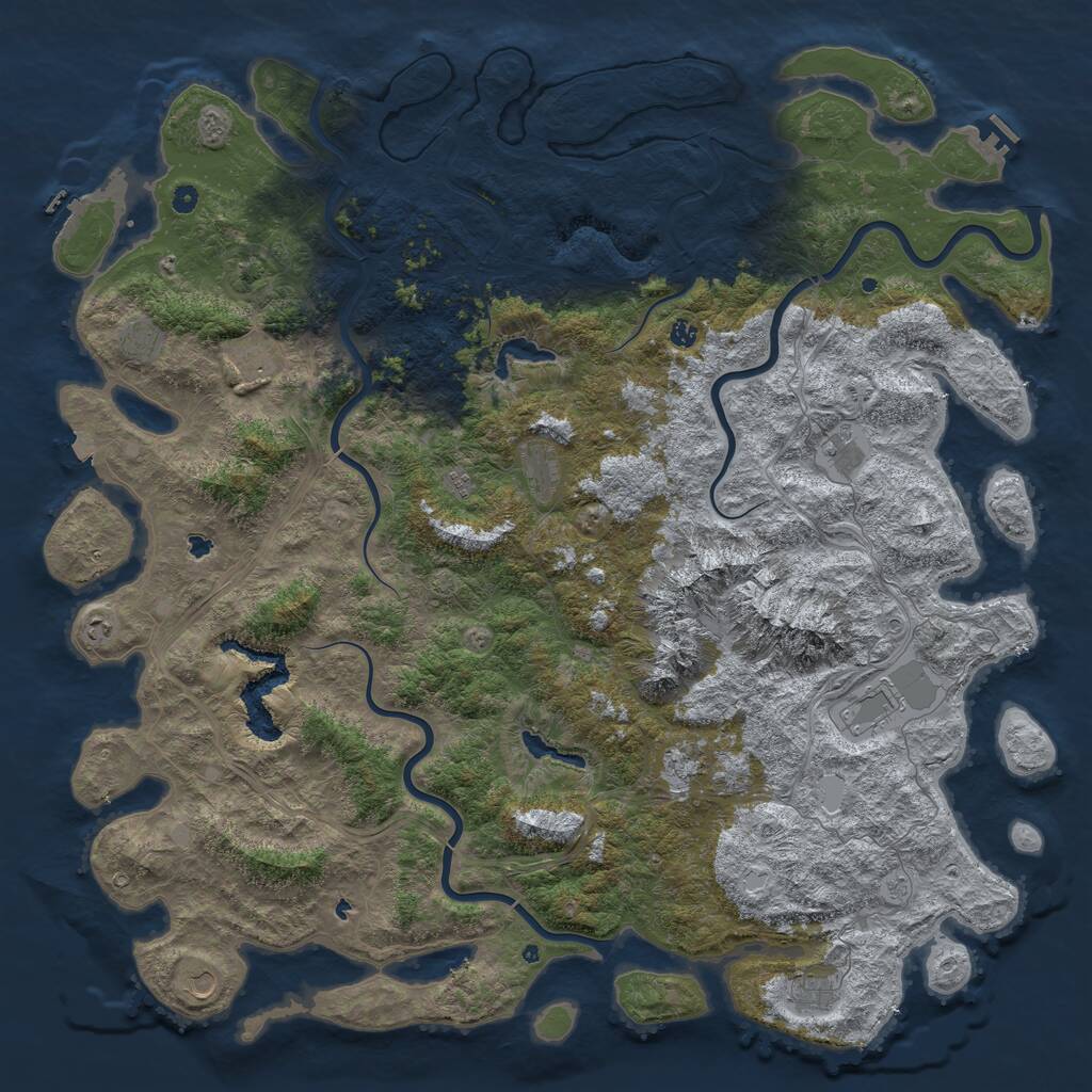 Rust Map: Procedural Map, Size: 6000, Seed: 111961689, 17 Monuments
