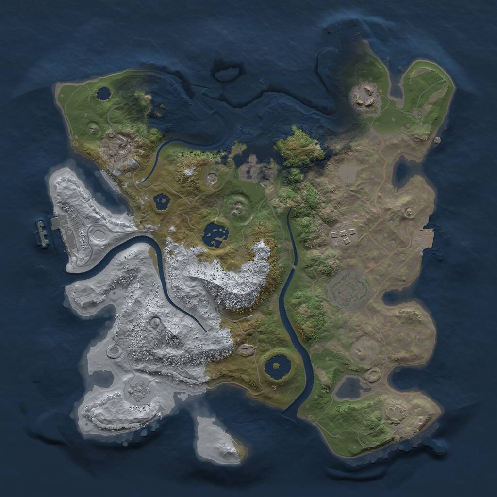 Rust Map: Procedural Map, Size: 3000, Seed: 387643, 11 Monuments