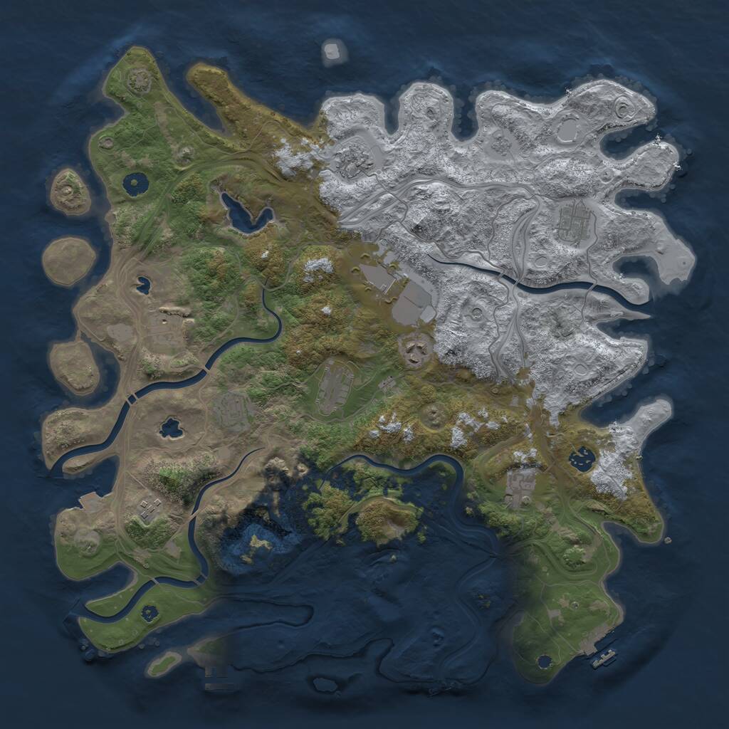 Rust Map: Procedural Map, Size: 4500, Seed: 3036796, 16 Monuments