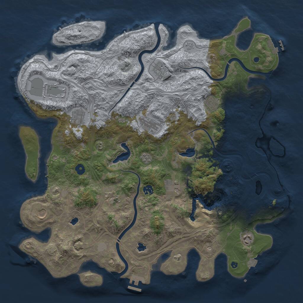 Rust Map: Procedural Map, Size: 4500, Seed: 3867833, 17 Monuments