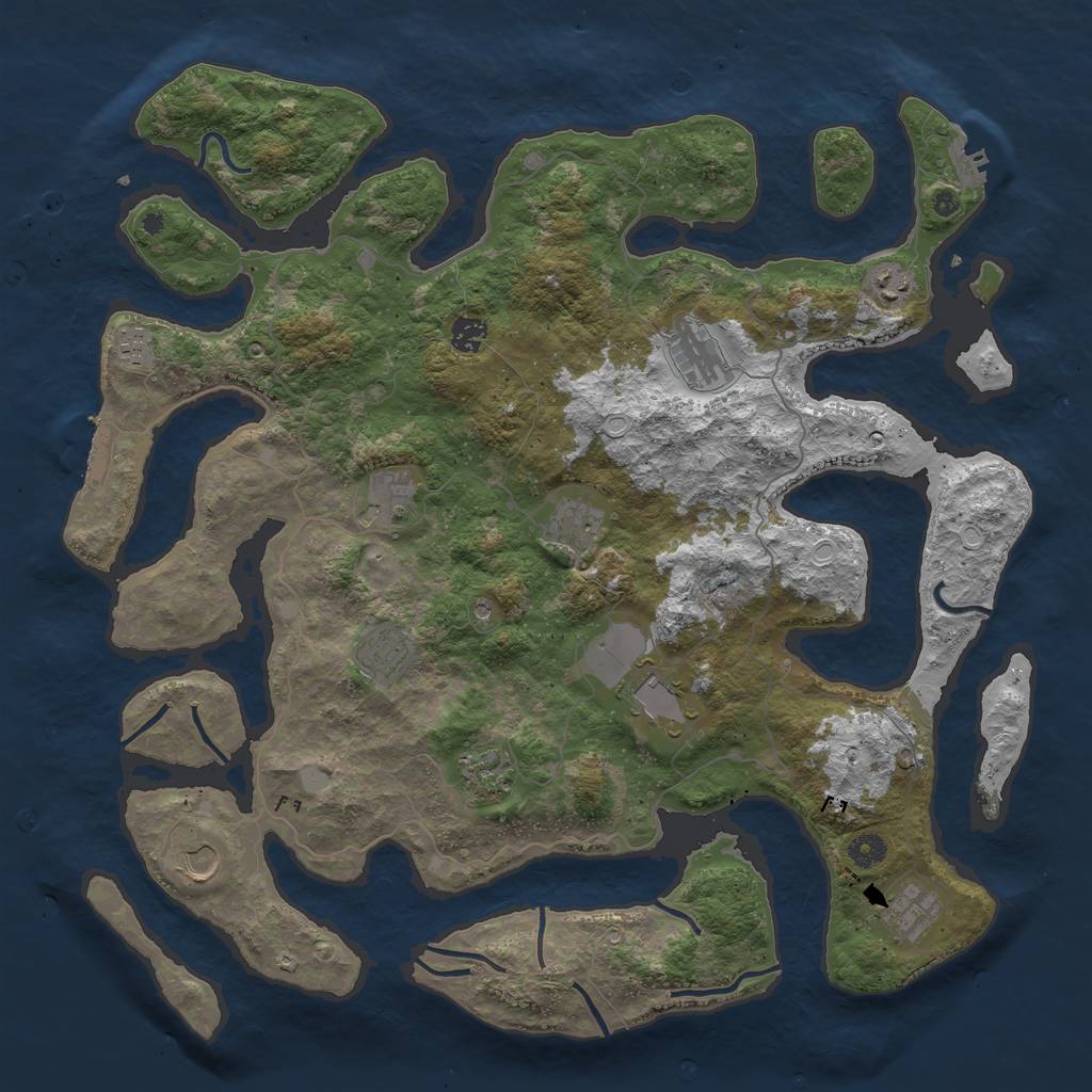 Rust Map: Procedural Map, Size: 4500, Seed: 1478025, 19 Monuments