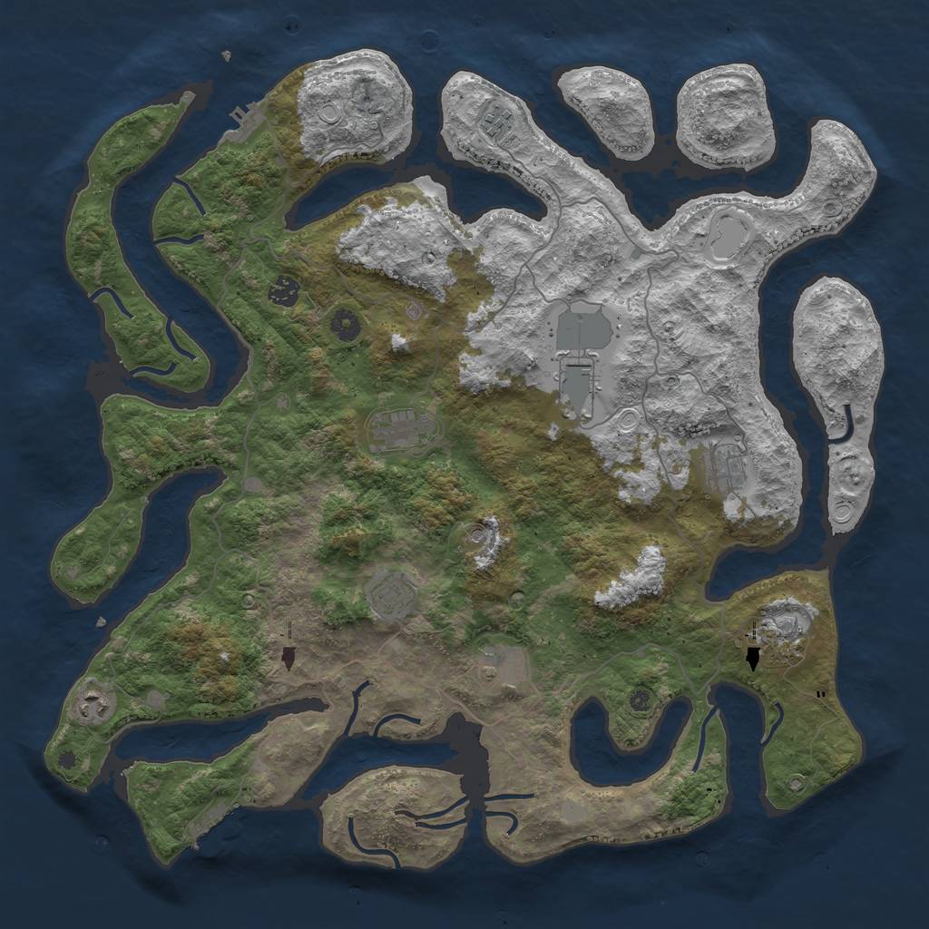 Rust Map: Procedural Map, Size: 4500, Seed: 155008, 17 Monuments