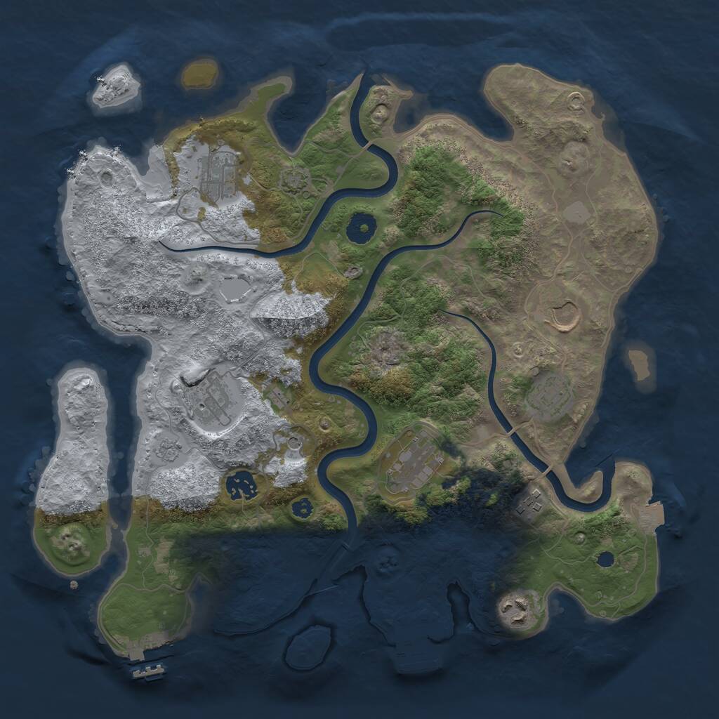 Rust Map: Procedural Map, Size: 3550, Seed: 264970, 14 Monuments